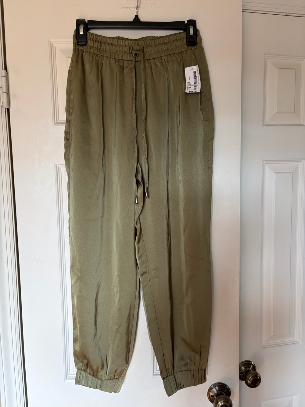 Bishop + Young Satin Jogger Pants                     Olive Size S NWT